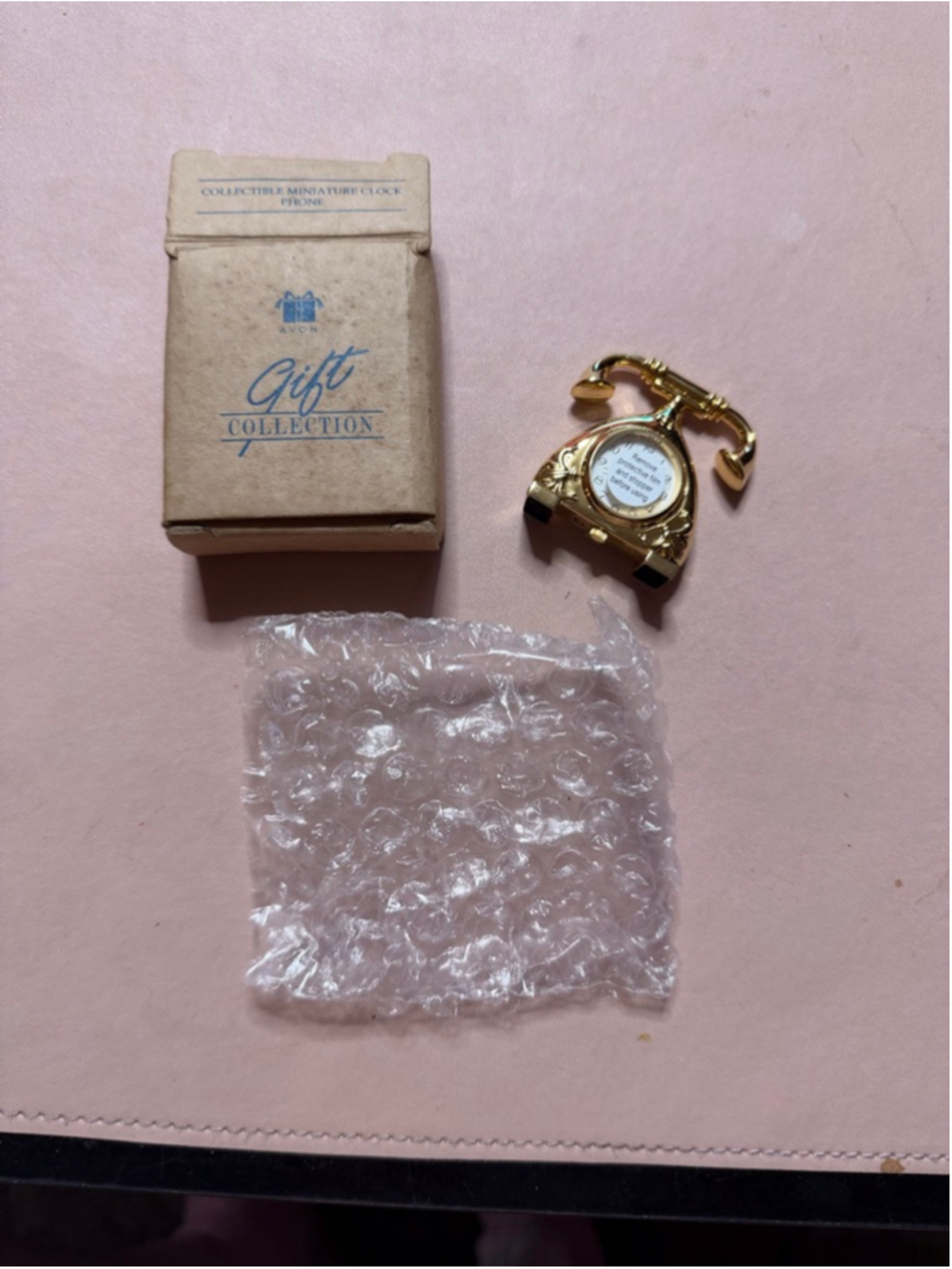 Avon Gold Tone Miniature Phone Clock